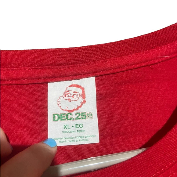 Meowy Christmas Cat Tree Mens Red T-Shirt Crazy Ugly Dec 25th Size XL - Picture 4 of 6